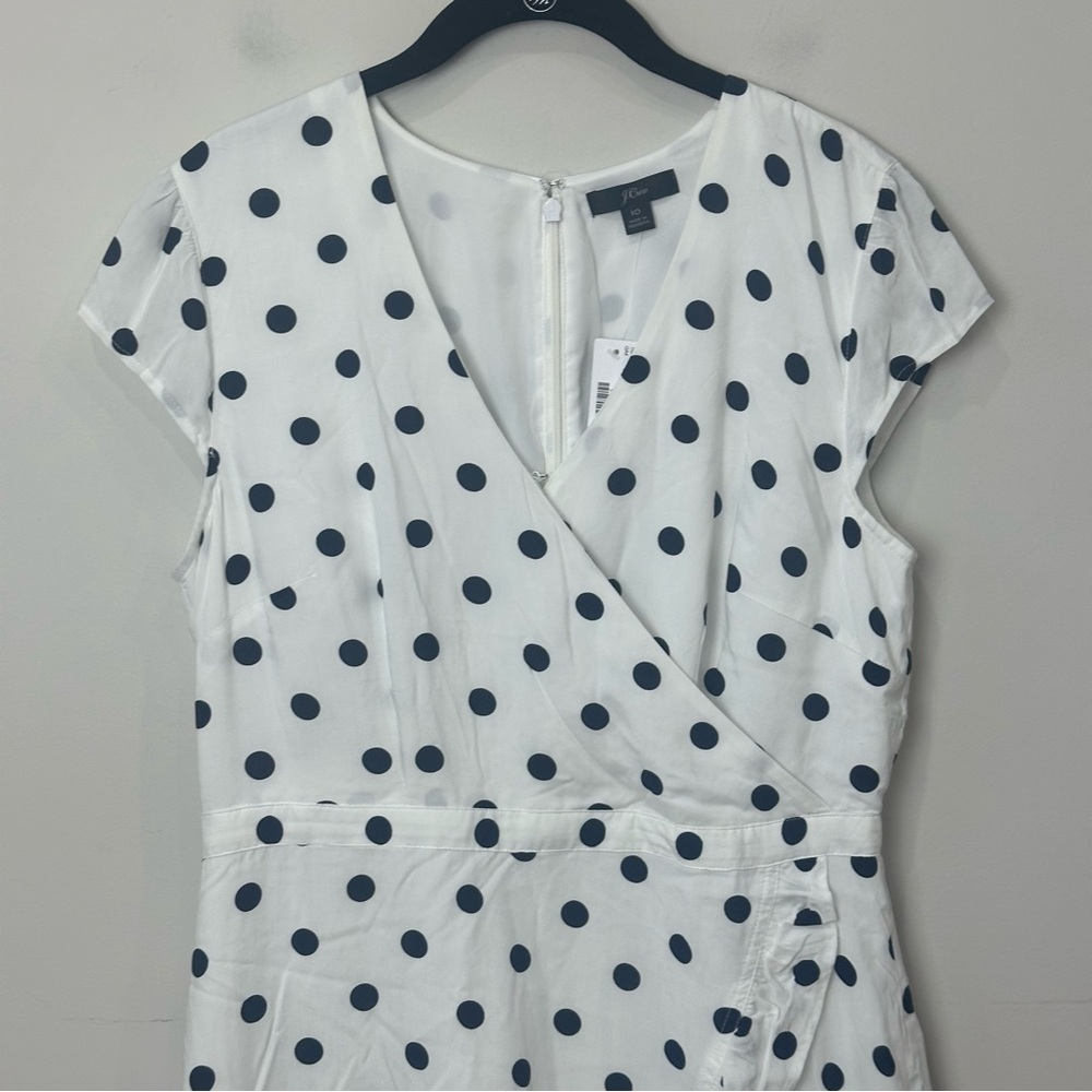 Jcrew polka dot faux wrap dress white black - Picture 6 of 10